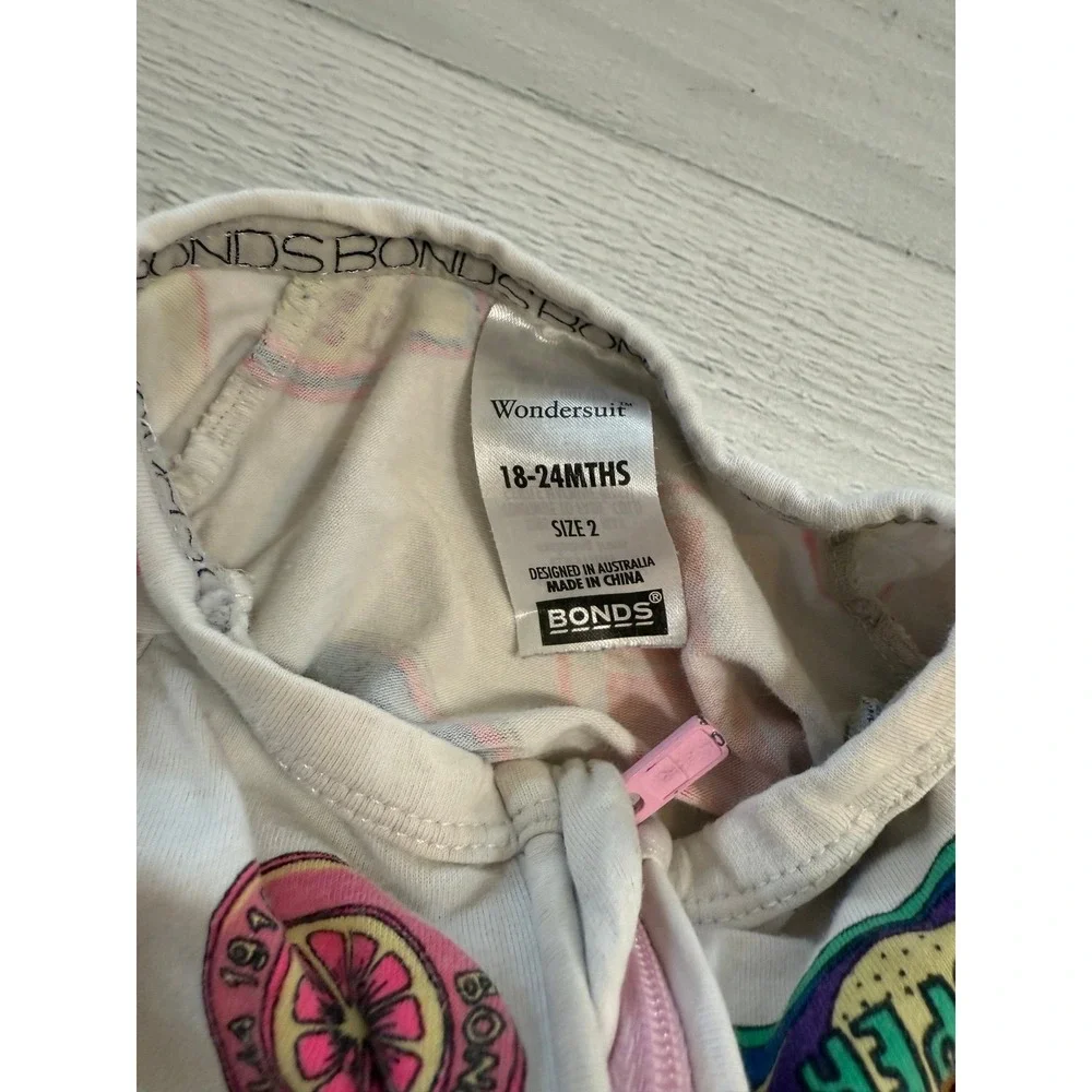 Bonds WONDERSUIT Zippy Fruit Sticker Fun White one piece  18/24‎ months *Play*